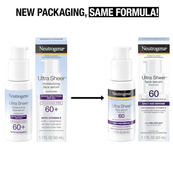 Limited time deal-46% off Neutrogena Ultra Sheer Moisturizing Face Serum with Vitamin E & SPF 60, A - Image 2