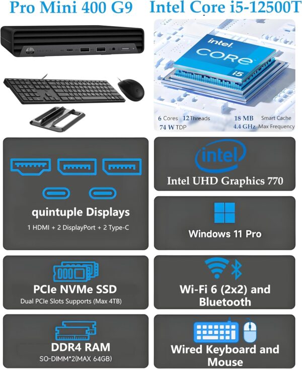 Limited time deal-50% off HP Pro Mini 400 G9 Business Mini Desktop Computer, Intel 6-Core i5-12500 - Image 4