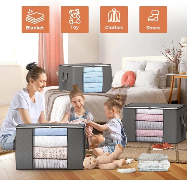 Limited time deal-43% off 90 L Large Storage Bags, 6 Pack Clothes Storage Bins Foldable Closet Organi - Image 3