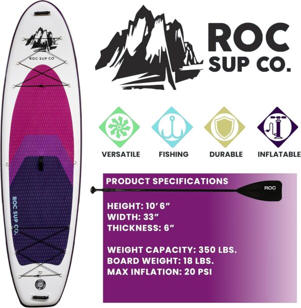 Limited time deal-53% off Roc Inflatable Stand Up Paddle Boards 10 ft 6 in with Premium SUP Paddle - Image 4