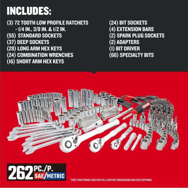 Limited time deal-40% off Craftsman 262-Piece Mechanic Tool Set, Master Socket Set with 3-Drawer - Image 3