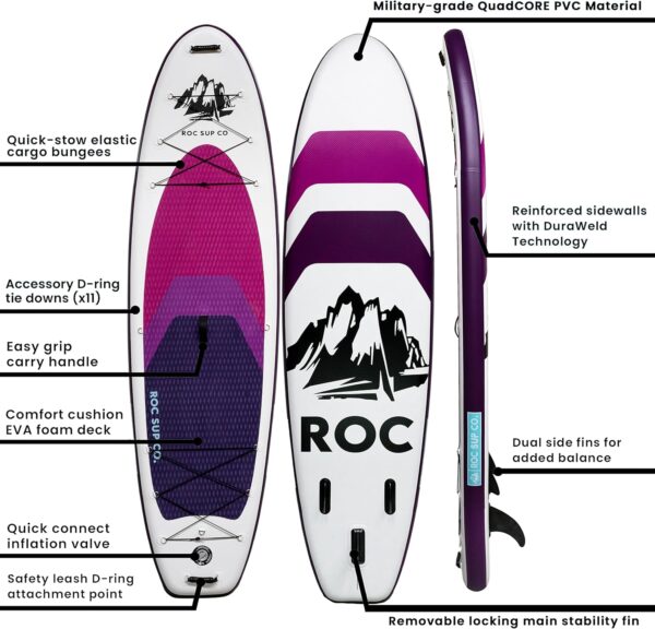 Limited time deal-53% off Roc Inflatable Stand Up Paddle Boards 10 ft 6 in with Premium SUP Paddle - Image 3