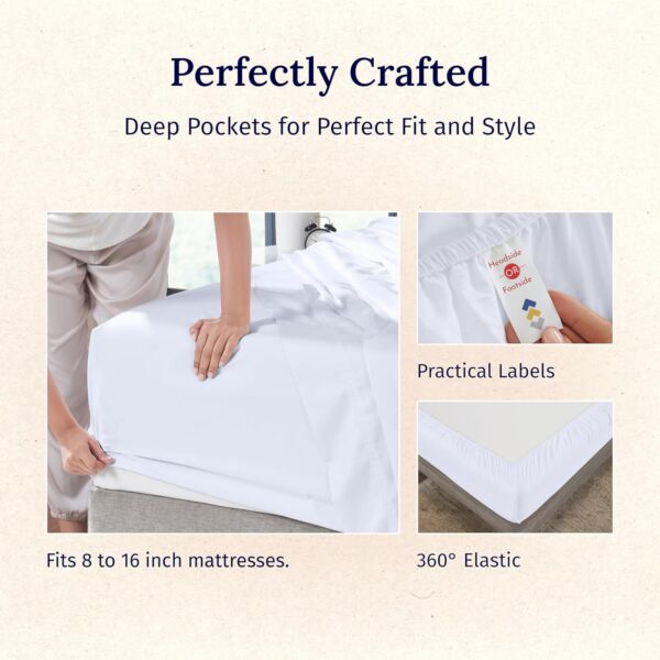 Limited time deal-40% off California Design Den Queen Sheet Set - Luxury 600 Thread Count Sateen, - Image 4