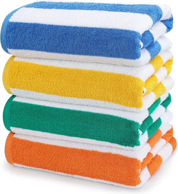 Limited time deal-44% off Utopia Towels 4 Pack Cabana Stripe Beach Towel, 30 by 60 Inches, Oversized